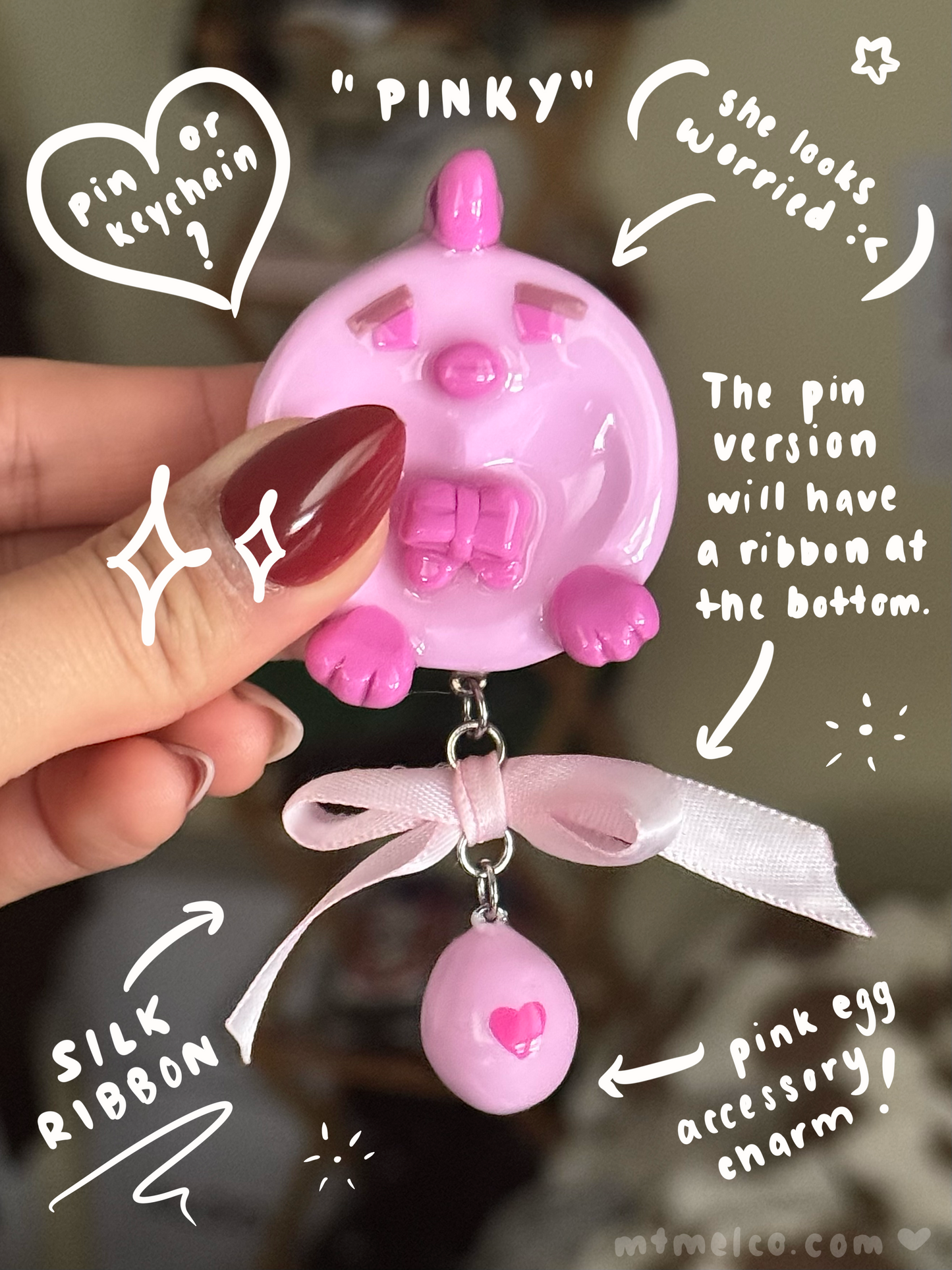 [PRE-ORDER] Pixel Chicken Worry Stone: Love Bird Series - "Pinky" (Pink)