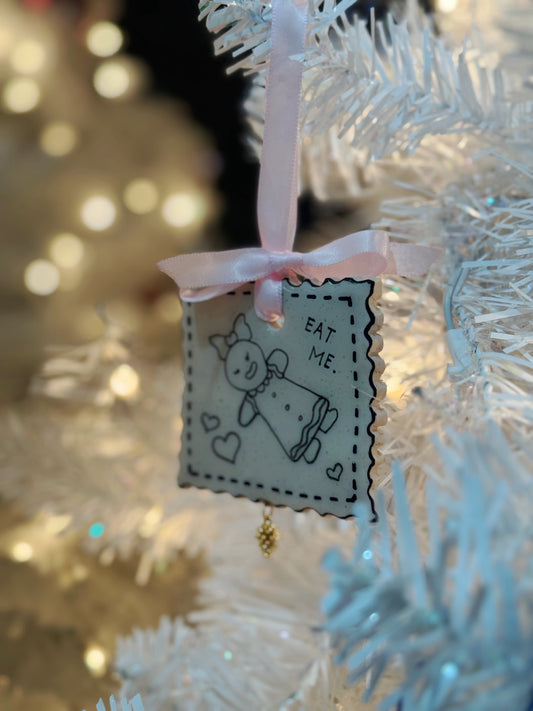 X-mas & O's "Eat Me Gingerbread Girl Cookie" Stamp Ornament (B-grade, $3 OFF) (READY TO SHIP)