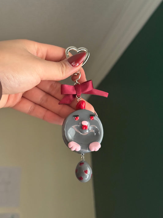 [PRE-ORDER] Pixel Chicken Worry Stone: Love Bird Series - "Val" (Dark grey)