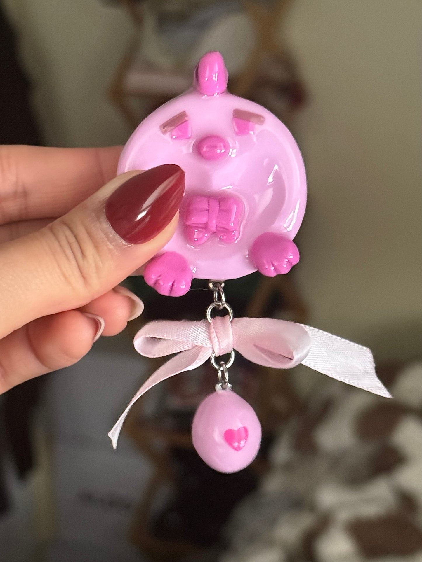 [PRE-ORDER] Pixel Chicken Worry Stone: Love Bird Series - "Pinky" (Pink)