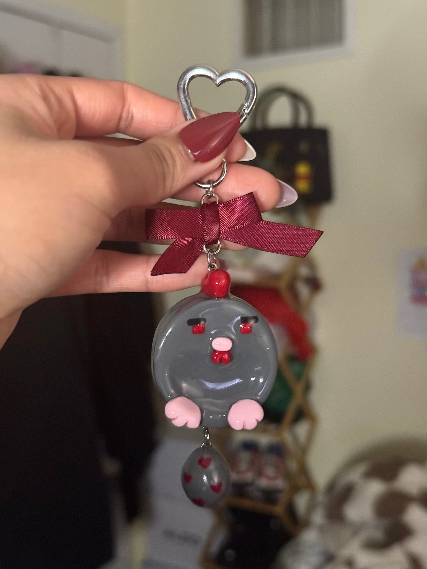 [PRE-ORDER] Pixel Chicken Worry Stone: Love Bird Series - "Val" (Dark grey)