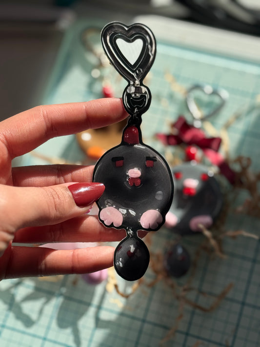 Vinyl Die-Cut Sticker: Pixel Chicken Worry Stone - "Val" (Dark grey) (1 piece)