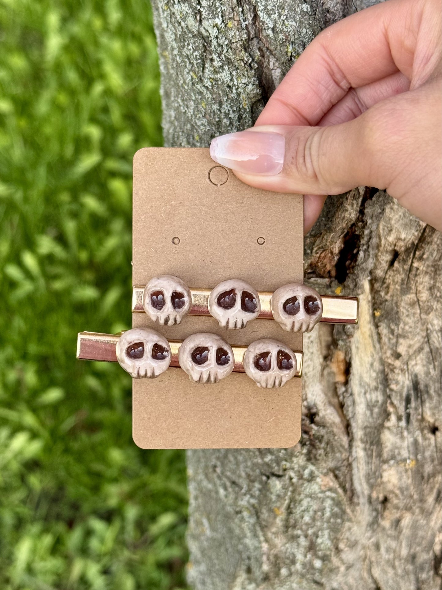 [PRE-ORDER] Chibi Skull Hair Clips (Single or pair, gold or silver)