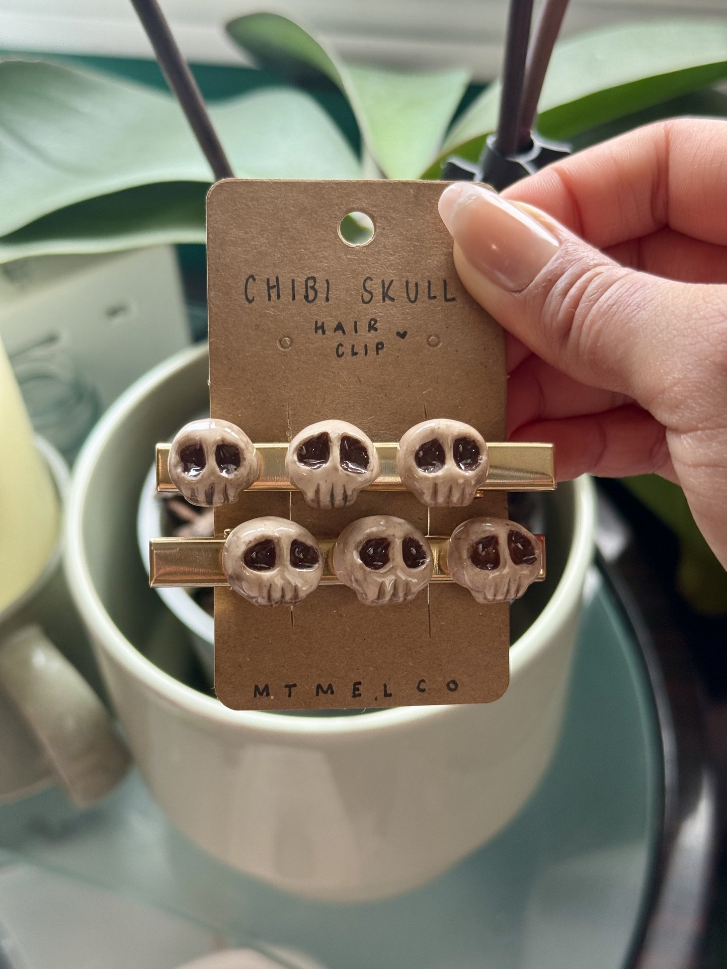 [PRE-ORDER] Chibi Skull Hair Clips (Single or pair, gold or silver)