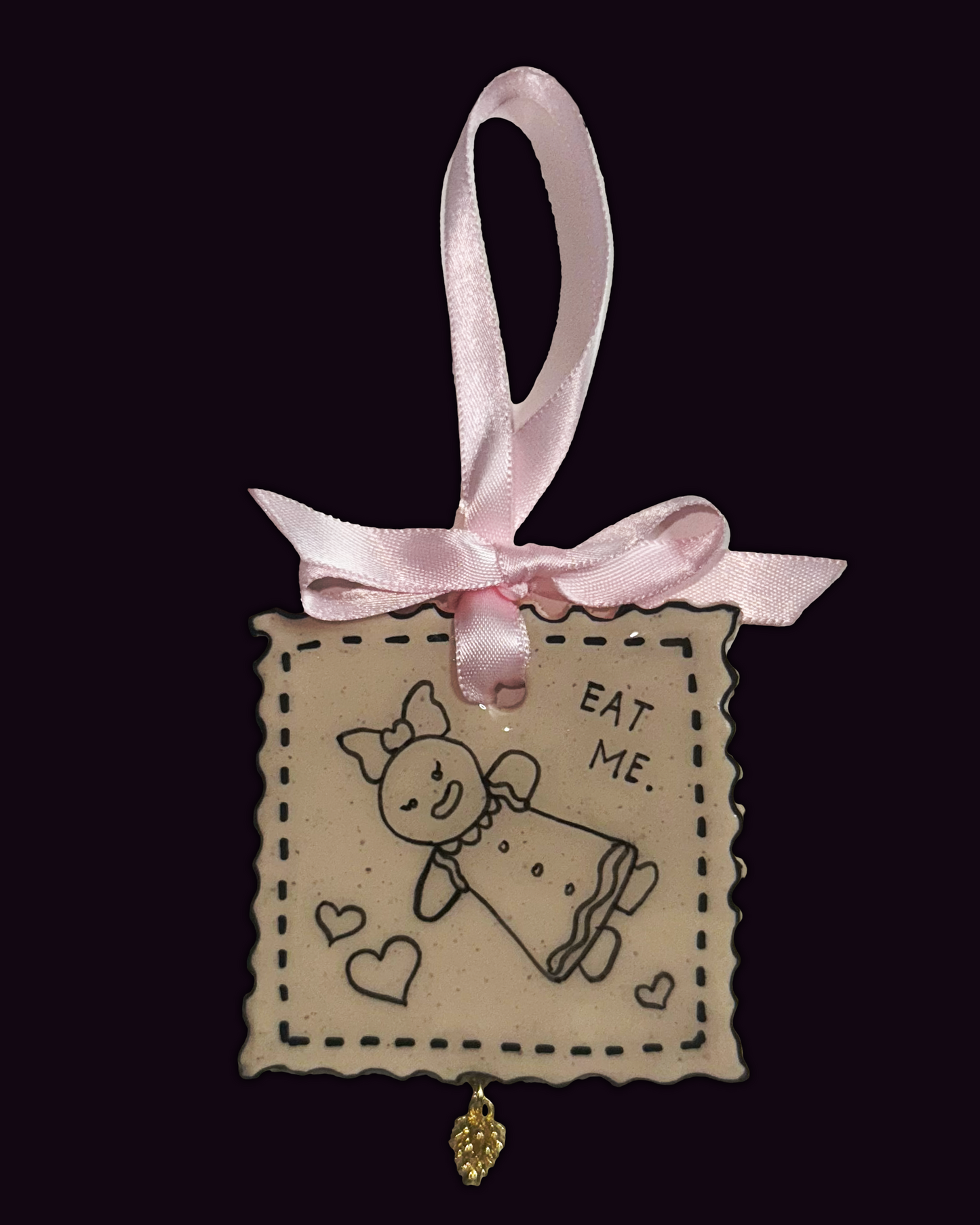 X-mas & O's "Eat Me Gingerbread Girl Cookie" Stamp Ornament (B-grade, $3 OFF) (READY TO SHIP)